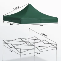 Outsunny Techo de Repuesto para Carpa Plegable de Tela Oxford 3x3 m con Techo Puntiagudo Impermeable y Anti-UV Verde Oscuro(m-3)