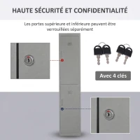 Vinsetto Armoire métallique à casiers avec 2 compartiments, verrouillable avec 2 clés, 4 étagères, 38 x 46 x 180 cm, gris(m-5)