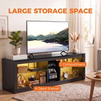 HOMCOM TV Stand Cabinet with LED Lights and Remote Control for TVs up to 65", Entertainment Centre with Storage Shelves, Black(m-6)