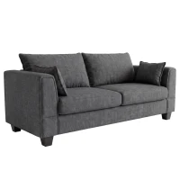 HOMCOM 3 Seater Sofa, Linen Upholstered Sofa Couch with Spring Cushions, Thick Padding, Wide Padded Armrests, Dark Grey(m-1)