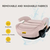 Safe ISOFIX Car Booster Seat with ECE R129 i-Size and Cup Holder, Portable Travel Booster Cushion for Kids and Vehicles, 40L x 42W x 17H cm, Pink(m-10)