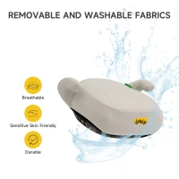 Safe i-Size R129 Car Booster Seat with Lightweight Frame, Portable Group 2/3 Travel Booster Cushion for Children, 37L x 44W x 22H cm, Beige(m-5)