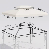 Outsunny Toldo de Recambio 4x3 m con Techo Doble Orificios de Drenaje y Protección UV Solo Toldo NO Incluye Marco Crema(m-3)