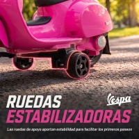 AIYAPLAY Moto Eléctrica para Niños Licencia Mini Vespa GTS 2 Ruedas Auxiliares Batería de Litio Faro Bocina Respaldo Rosa(m-5)