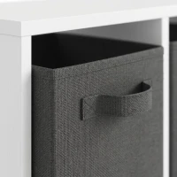AIYAPLAY Estantería Infantil Juguetes con Rincón de Lectura Cojín 3 Cajones de Tela 3 Estantes 4 Cubículos 137x40x80 cm Blanco y Gris(m-14)