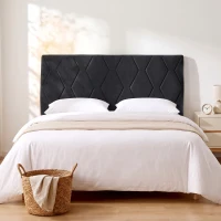 HOMCOM Cabecero de Cama 160 cm con Altura Ajustable de Chenilla Diseño de Rombos y Estructura Metálica Gris Oscuro(m-9)