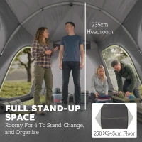 Outsunny Car Tent with 2.35m Stand-Up Height, 3000mm Waterproof Tailgate Tent with Mesh Windows for Family Camping Travelling(m-5)