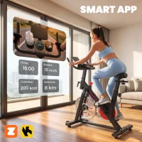 SPORTNOW Exercise Bike for Home Gym with Smart APP, Magnetic Resistance, Adjustable Seat & Handlebars, LCD Display, Wheels(m-4)