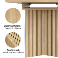 Extendable Dining Table with Grooved V-Shaped Legs, Space-Saving Dining Table for Flats and Family Meals, 120-160L x 80W x 76H cm, Natural(m-6)