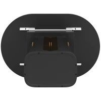 Extendable Dining Table with Glass Doors and Hidden Storage, Space-Saving Oval Dining Table for Up to 6 People, 120-160L x 118W x 77H cm, Black(m-9)