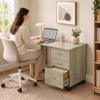HOMCOM Birou Pliabil Con 3 Sertare, Stejar(m-9)