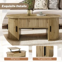 Modern Height-Adjustable Coffee Table with Storage and Sliding Doors, Space-Saving Storage Table for Apartments, 100L x 50W x 40.5H cm, Wood(m-6)