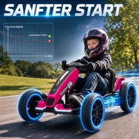 AIYAPLAY Elektrische skelter voor kinderen, 12V go-kart met 2 motoren, 4-voudig verstelbare zitpositie, softstart, EVA-wielen en LED-koplampen(m-4)