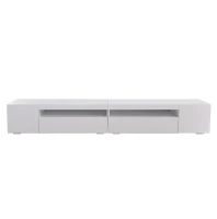 Modern TV Unit with Adjustable LED and USB, Spacious Storage Cabinet for Living Room, 240L x 38.5W x 35.5H cm, White(m-2)