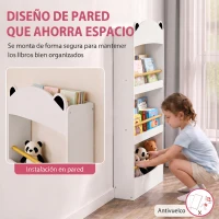 AIYAPLAY Librería Infantil de Pared de 4 Niveles Estantería para Libros Diseño de Osito para Dormitorio de 3 a 8 Años Blanco(m-4)