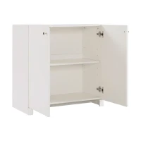 Modern Wooden Buffet Sideboard Storage Cabinet with 2 Doors, Freestanding Kitchen Cupboard with Adjustable Shelf, 80L x 40W x 80H cm, White(m-10)