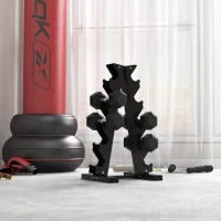 HOMCOM 2x4kg Rubber Dumbbell Sports Hex Weights Sets Home Gym Fitness Hexagonal Dumbbells Kit Weight Lifting Exercise(m-2)