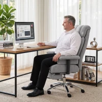 HOMCOM Big and Tall Office Chair, 250 kg Heavy Duty Executive Desk Chair with Adjustable Padded Armrests and High Back, Grey(m-9)