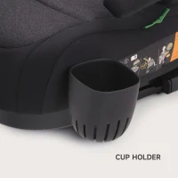 I-Size Booster Seat with ISOFIX and ECE R129, Car Seat with Washable Cover and Cup Holder for Children 125-150 cm, 40L x 42W x 17H cm, Black(m-9)