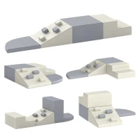 AIYAPLAY Juego de 4 Bloques de Espuma para Niños de Psicomotricidad Tapizados en PU Escalar y Gatear 1-3 Años Gris Claro y Beige(m-17)