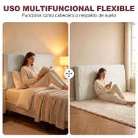 HOMCOM Cabecero de Cama 160 cm con Altura Ajustable de Chenilla Diseño de Rombos y Estructura Metálica Blanco(m-5)