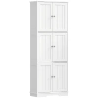 HOMCOM Armário Alto para Casa de Banho com 3 Armários de Porta Dupla e Prateleiras Ajustáveis 60x30x160 cm Branco(m-1)