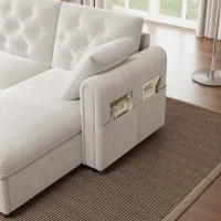 Modern Velvet L-Shaped Sectional Sofa with Storage Chaise and Tufted Back, Soft Corner Couch with Reversible Corner, 281L x 132W x 86H cm, BeigeStorage Chaise(m-8)