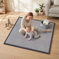 AIYAPLAY Baby Play Mat, 3CM Thick Foam Playmat Rug, Soft Flannel, Non-Slip, Water Resistant, Easy Care, 127 x 127 cm, Dark Grey(m-14)