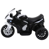 HOMCOM Mota BMW Infantil 6V Elétrica para Crianças 18-36 Meses com Faróis Música 2,5km/h Preto 66x37x44 cm(m-15)
