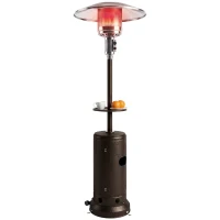 Outsunny Încălzitor de terasă cu gaz 13 kW, cu roți și măsuță, maro(m-11)