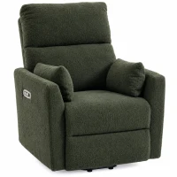 HOMCOM Sillón elevador con masaje y calor, sillón relax eléctrico de teddy-fleece para personas mayores, Verde oscuro(m-7)