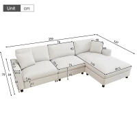 Modern L-Shaped Sectional Sofa with Reversible Chaise Lounge, Modular Corner Couch with Extra‑Wide Chaise Seat, 256L x 137W x 79H cm, Beige(m-3)