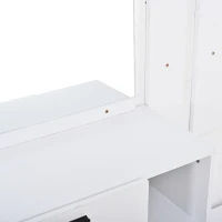 Hallway Storage Unit with Mirror and 4 Hooks, Space-Saving Shoe Cabinet with 10 Compartments for Entryway, 120L x 35W x 175.5H cm, White(m-11)