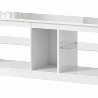 HOMCOM TV Stand Cabinet with LED Lights and Remote Control for TVs up to 65", Entertainment Centre with Storage Shelves, White(m-11)
