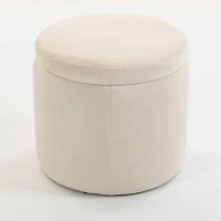 HOMCOM Relaxfauteuil met hocker, loungestoel met gebogen rugleuning, armleuningen, Scandinavische chenille, gestoffeerd, beige(m-13)