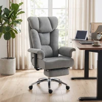 HOMCOM Big and Tall Office Chair, 250 kg Heavy Duty Executive Desk Chair with Adjustable Padded Armrests and High Back, Grey(m-14)