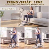 SPORTNOW Bicicleta Elíptica 3 em 1 Silenciosa com Assento Resistência Magnética Ajustável Ecrã LCD Compatível com App Branca(m-4)