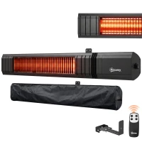 Outsunny Calefactor Infrarrojos Terraza 2000 W con Funda IP65 Control por App/Táctil/Mando 9 Niveles de Calor y Temporizador(m-11)
