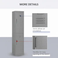 Vinsetto Locker Cabinet Storage Cold Rolled Steel w/ Shelves Vertical Cupboard Grey 38 x 46 x 180 cm(m-6)