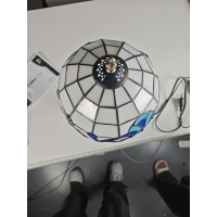 HOMCOM Tischlampe Tiffany Vintage Nachttischlampe mit farbigem Glasschirm für Schlafzimmer Wohnzimmer Blau