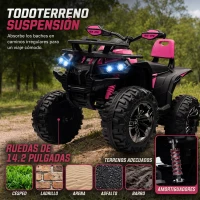 HOMCOM Quad Eléctrico para Niños 12V Quad para Niños de 3–5 Años con 2 Motores Suspensión 3–8 km/h Música Faros LED USB Rosa(m-6)