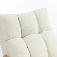 HOMCOM Schommelstoel met zijvakken, snow-flanel bekleding en rubberhouten poten, crèmewit(m-12)