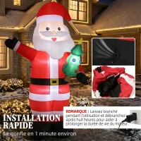 Outsunny Père Noël Gonflable de 243 cm avec Lumières LED, Matériel Fixation et Souffleur, Intérieur et Extérieur, Rouge(m-5)
