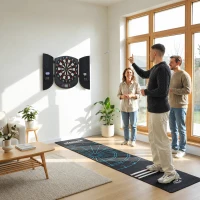 HOMCOM Bersaglio Freccette Elettronico per 8 Giocatori con 6 Freccette, Schermo LCD, 2 Porte e 26 Modalità di Gioco(m-2)