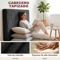 HOMCOM Cabecero de Cama 160 cm con Altura Ajustable de Chenilla Diseño de Rombos y Estructura Metálica Gris Oscuro(m-6)