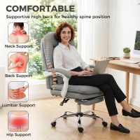 HOMCOM Ergonomic Executive Office Chair, Reclining Desk Chair with Lumbar Support, Footrest, Plush Thick Cushion, Grey(m-4)