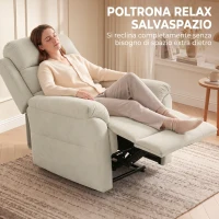 HOMCOM Poltrona Reclinabile Manuale con Poggiapiedi, Seduta a Molle e Schienale Morbido, Crema(m-5)