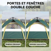 Outsunny Tente de camping pop up 2 personnes porte 3 fenêtres sac de transport inclus fibre verre polyester PE(m-5)