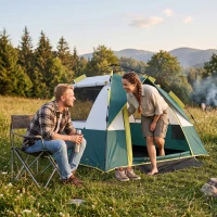 Outsunny Tente de camping pop up 2 personnes porte 3 fenêtres sac de transport inclus fibre verre polyester PE(m-10)