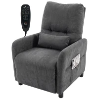 HOMCOM Relaxsessel mit Massage & Wärme, Liegefunktion, 2 Seitentaschen und ausziehbarer Fußstütze, dunkelgrau(m-11)